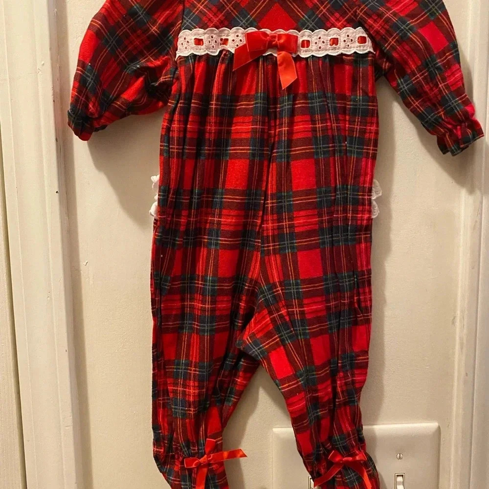 Plaid Holiday Ruffle Butt Sleeper - Picture 2 of 6